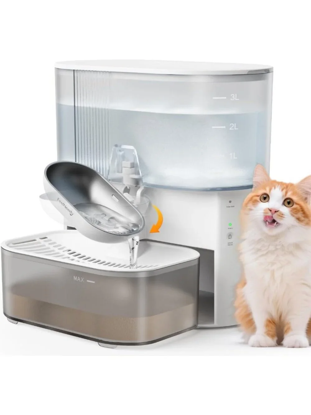 Wireless Pet Water Fountain 3.5L - Stainless Steel, No Filters, Wastewater